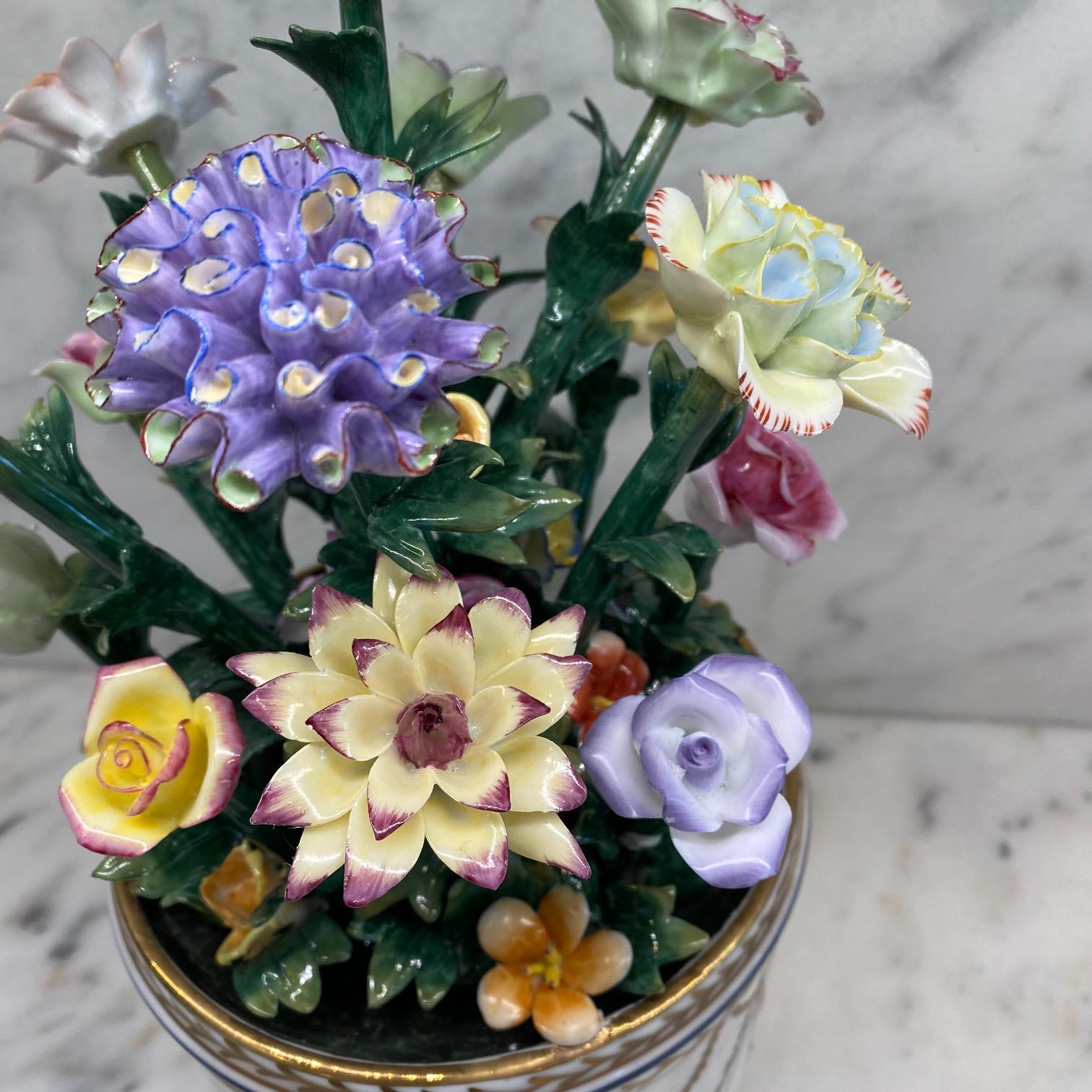 Beautiful Meticulously Detailed French Sevres Porcelain Flower Vase or Cachepot In Good Condition For Sale In Hopewell, NJ