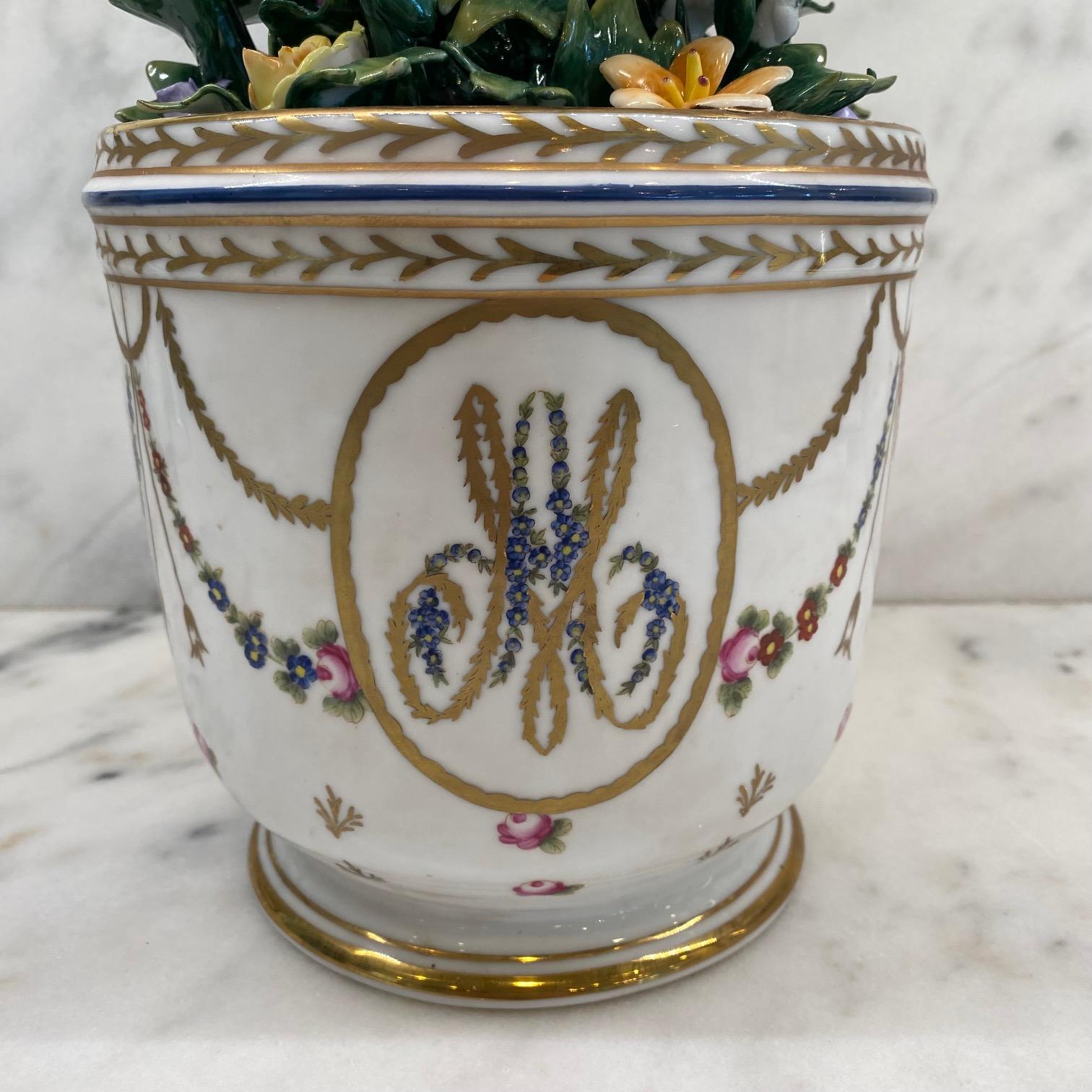 Beautiful Meticulously Detailed French Sevres Porcelain Flower Vase or Cachepot For Sale 4