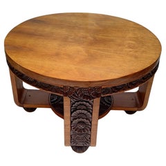 Beautiful Mexican Art Deco Round Coffee Table 