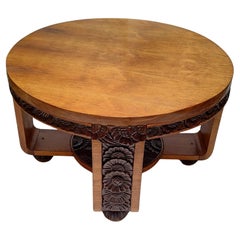 Beautiful Mexican Art Deco Round Coffee Table