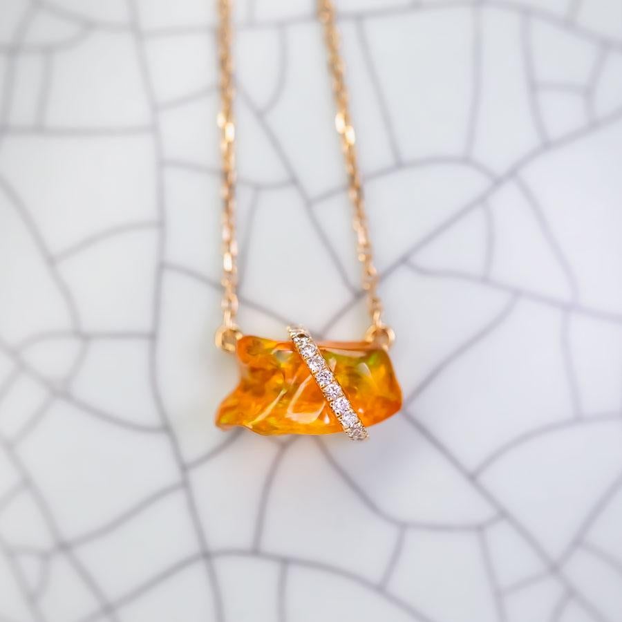 Beautiful Mexican Fire Opal Diamond Necklace 18K Yellow Gold.


Free Domestic USPS First Class Shipping! Free Gift Bag or Box with every order!

Opal—the queen of gemstones, is one of the most beautiful gemstones in the world. Every piece of opal is