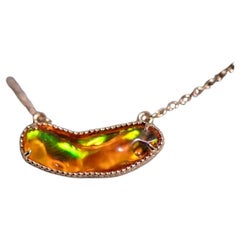 Beautiful Mexican Fire Opal Necklace 18K Yellow Gold