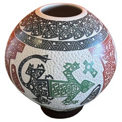 Bellissimo vaso di arte popolare messicana Mata Ortiz Pottery di Juan Carlos V. Rodriquez