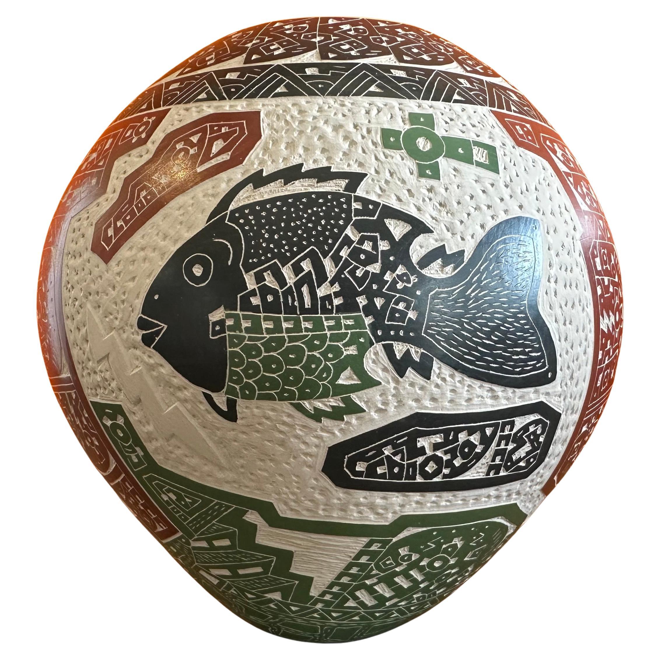 Terracotta Bellissimo vaso di arte popolare messicana Mata Ortiz Pottery di Juan Carlos V. Rodriquez in vendita