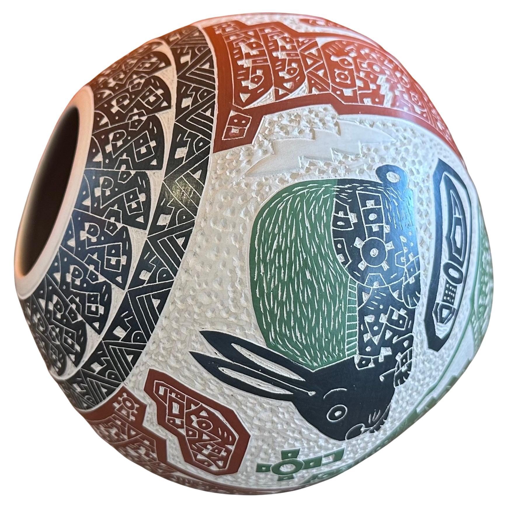 Bellissimo vaso di arte popolare messicana Mata Ortiz Pottery di Juan Carlos V. Rodriquez in vendita 1