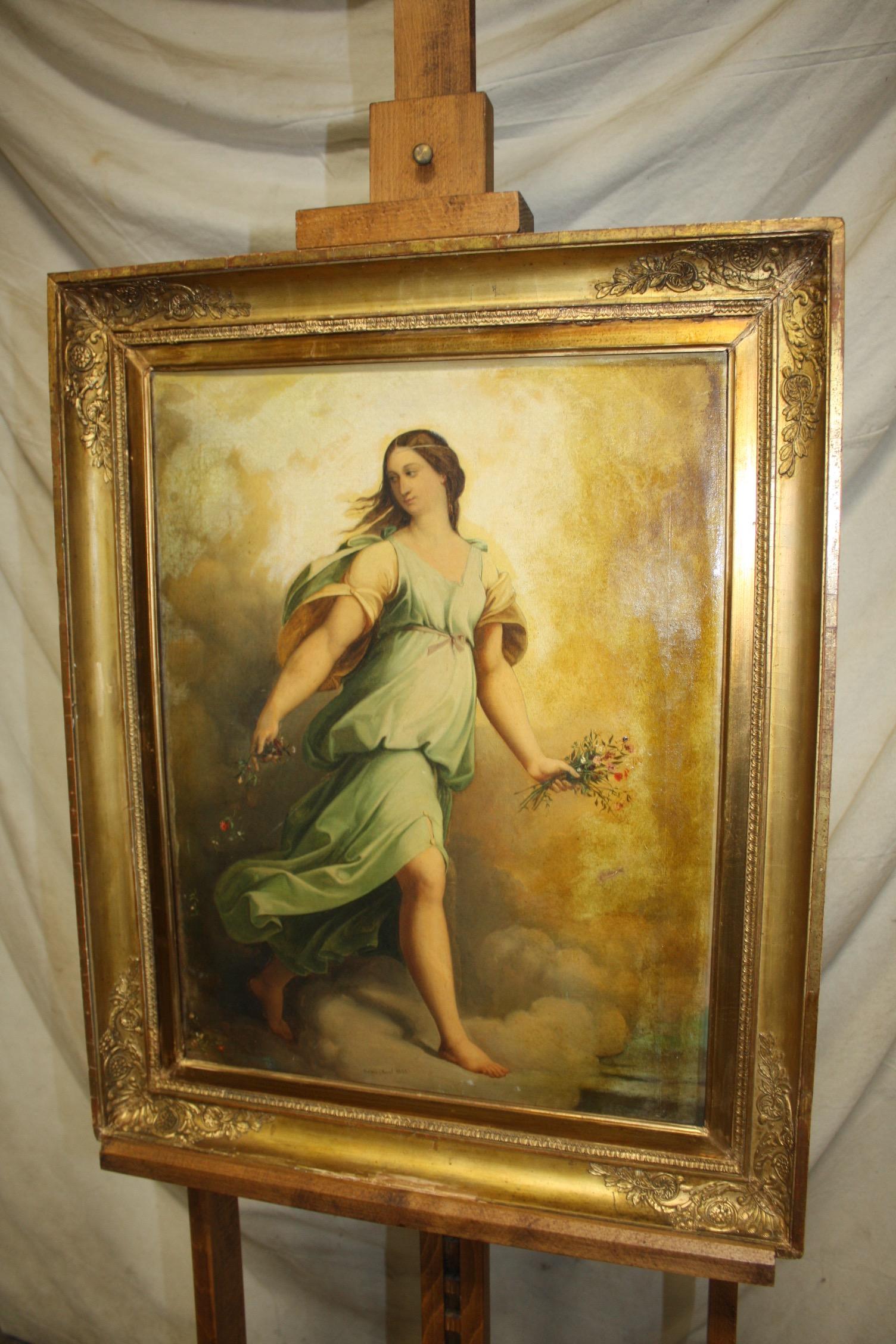 Canvas Beautiful Mid-19th Century Italian Oil Painting For Sale