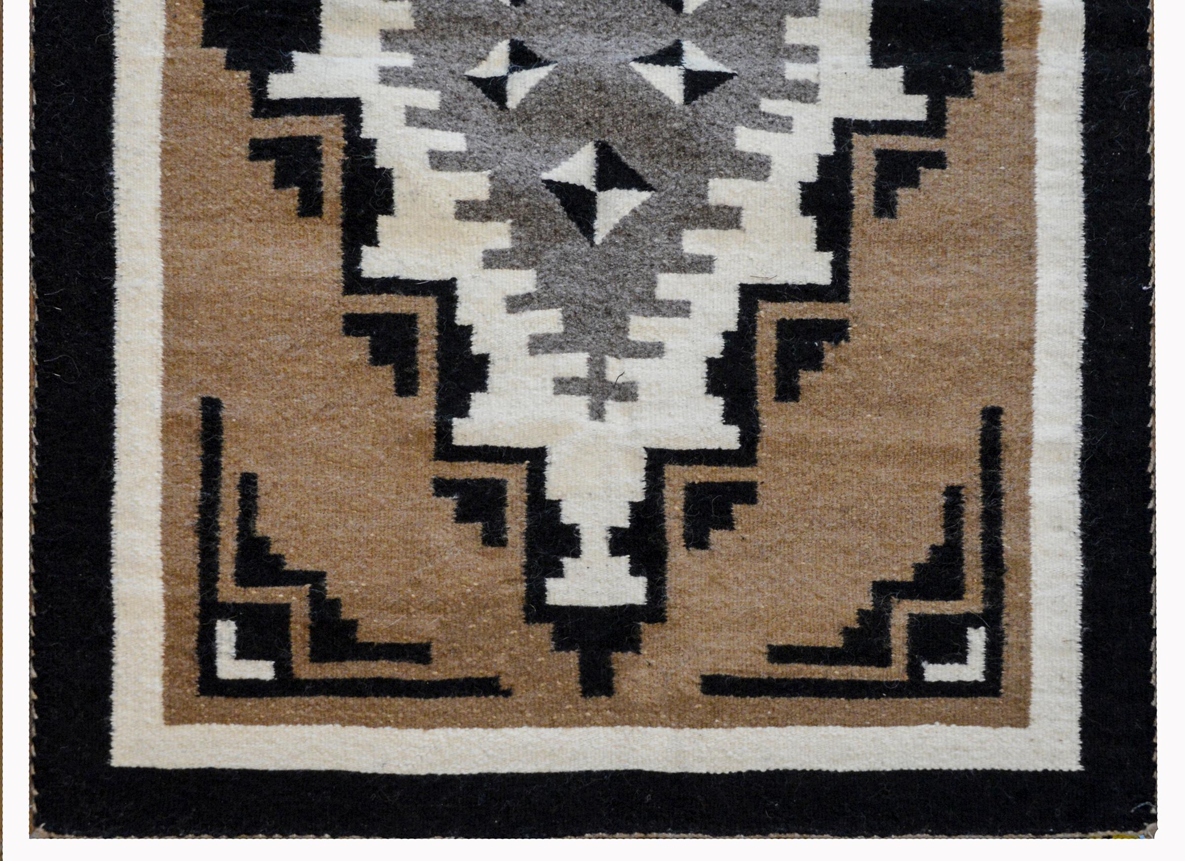 Wool Beautiful Mid-20th Century Navajo Rug