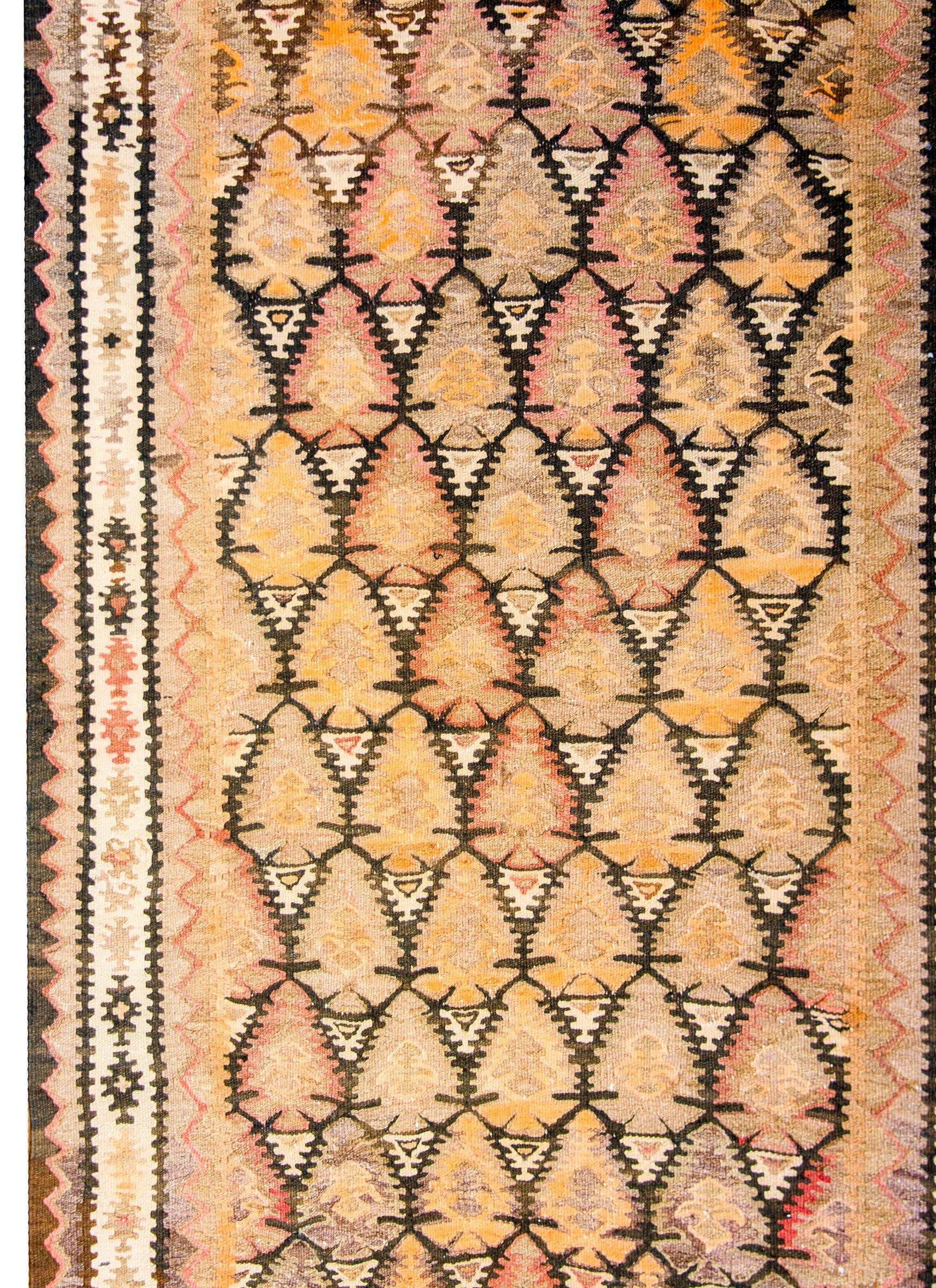 Persian Beautiful Mid-20th Century Qazvin Kilim Rug For Sale