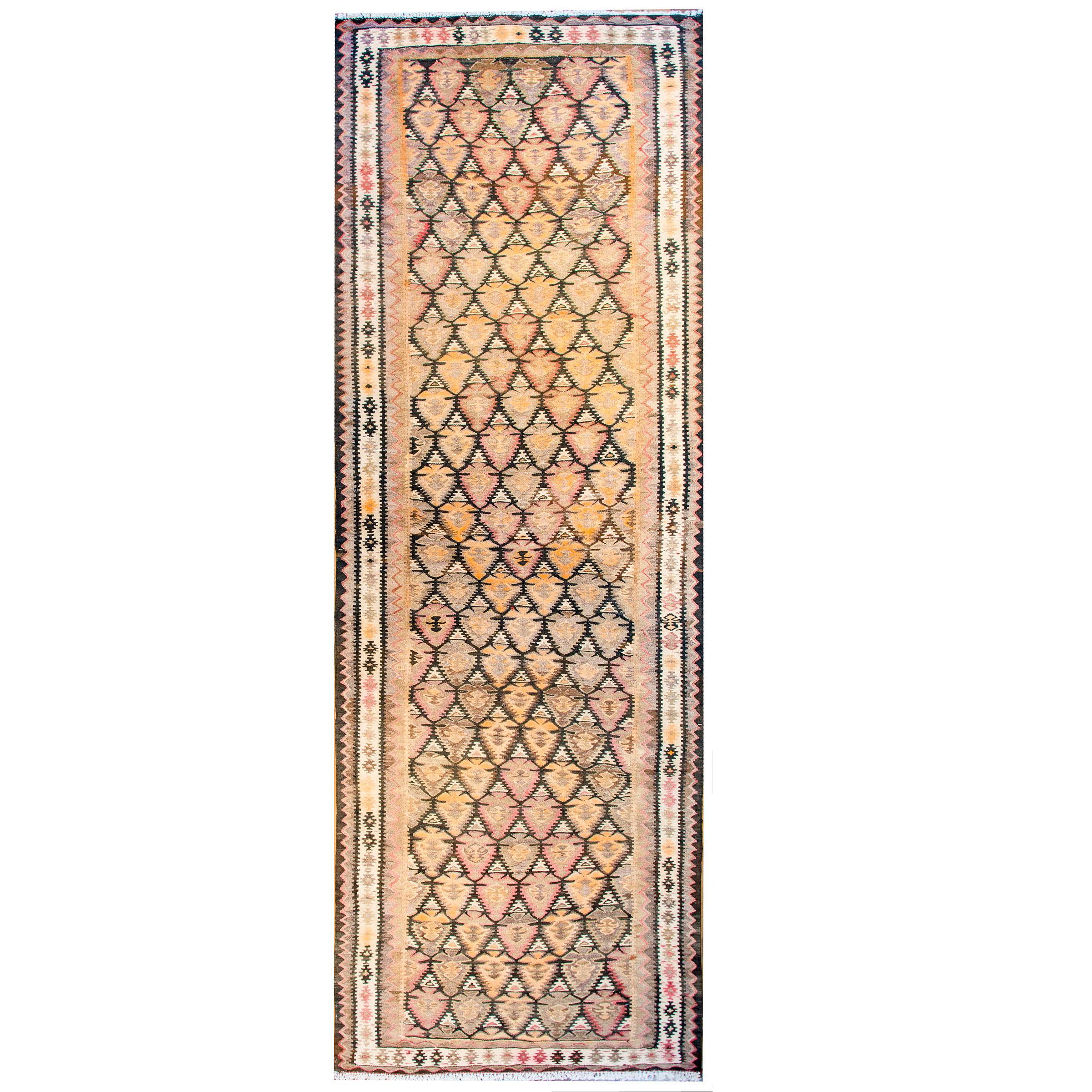 Magnifique tapis Kilim Qazvin du milieu du 20e siècle