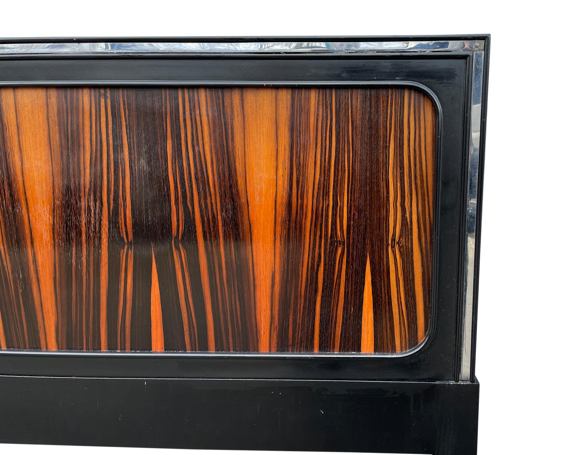 Mid-Century Modern Beautiful Mid-Century Black Lacquer and Rosewood King Headboard for John Stuart For Sale