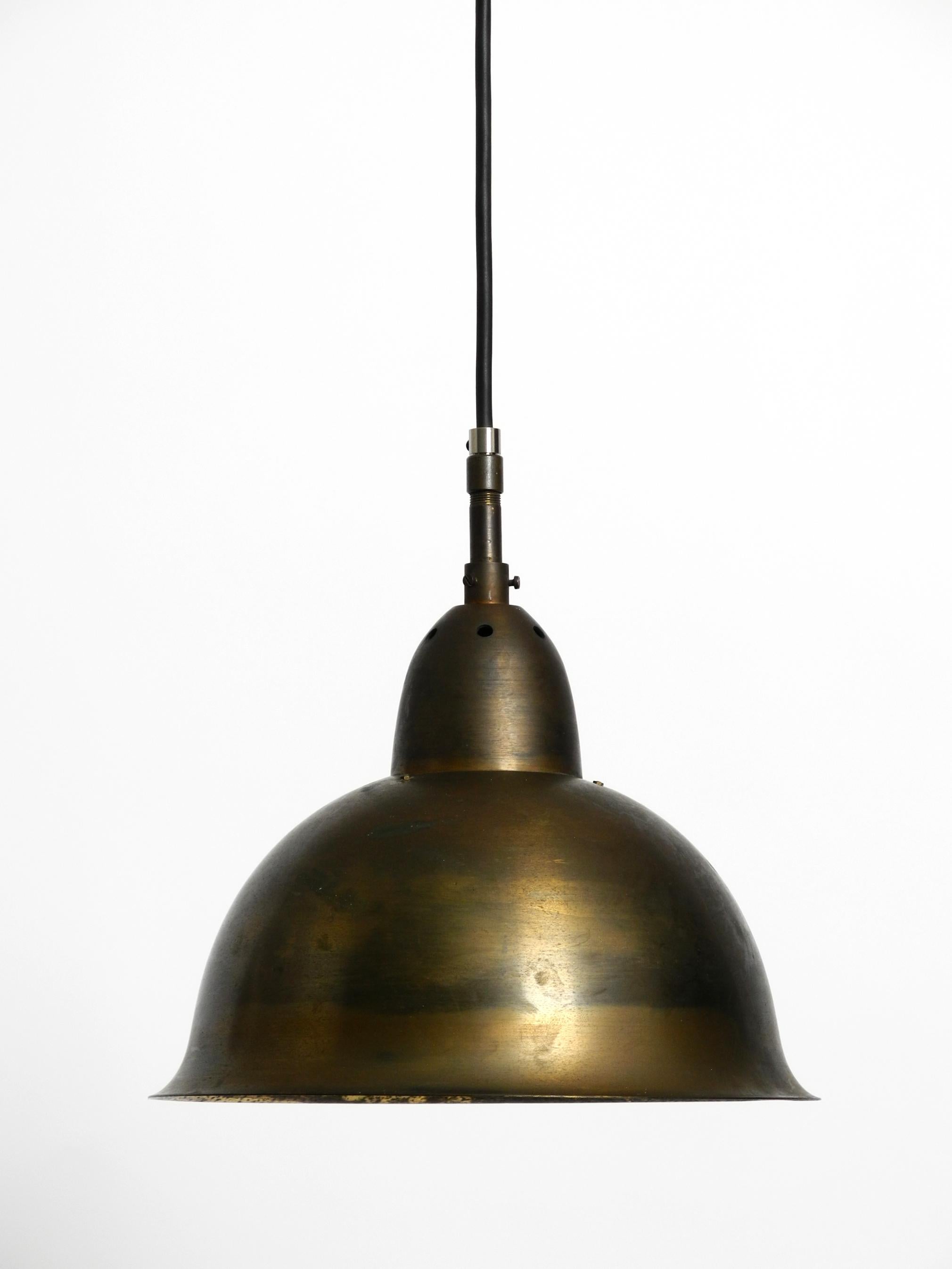 Beautiful Mid Century Brass Church Pendant Lamp with a Great Patina In Good Condition For Sale In München, DE