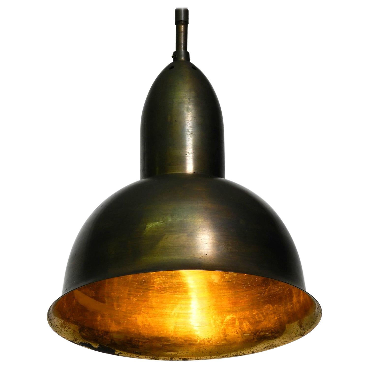Beautiful Mid Century Brass Church Pendant Lamp with a Great Patina For Sale