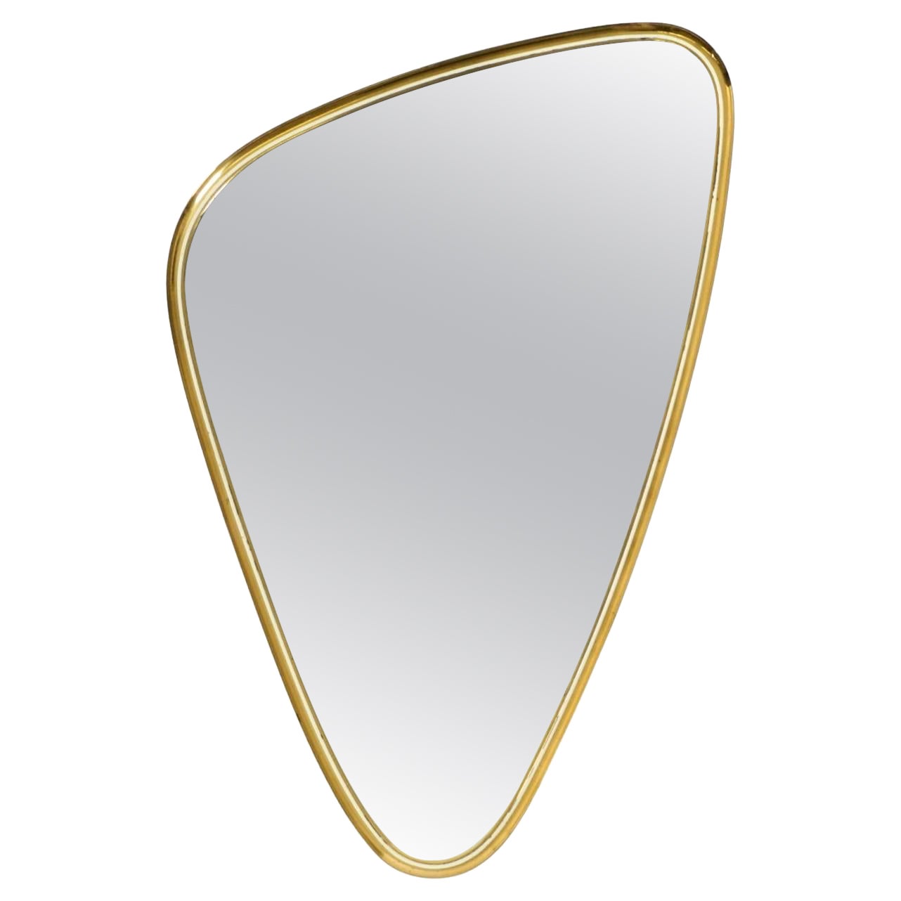 Bellissimo specchio da parete a forma di rene in ottone di metà secolo di Münchner Zierspiegel