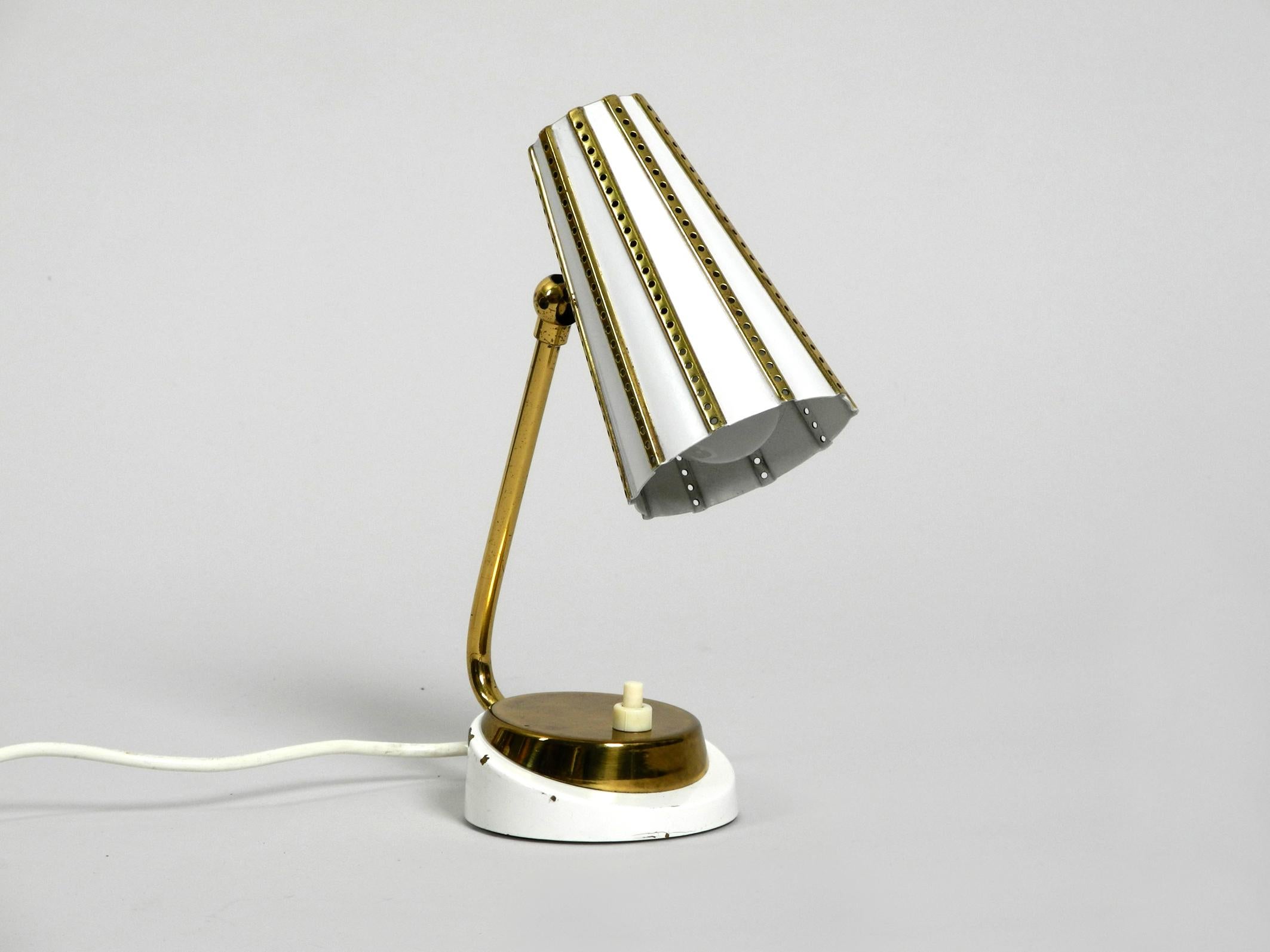 Beautiful Midcentury Brass Table Bedside Lamp with Perforated Metal Shade 9