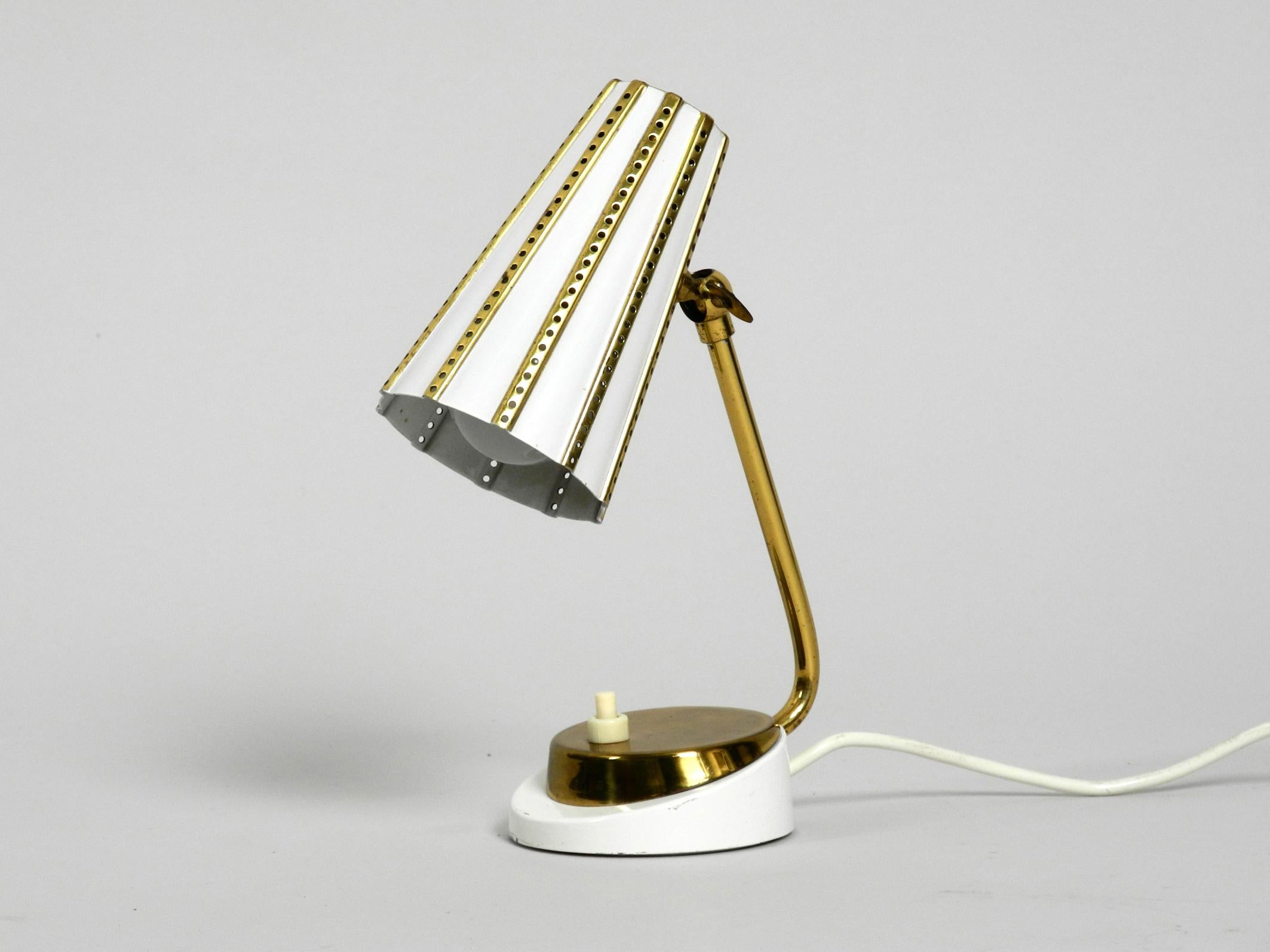 Mid-20th Century Beautiful Midcentury Brass Table Bedside Lamp with Perforated Metal Shade