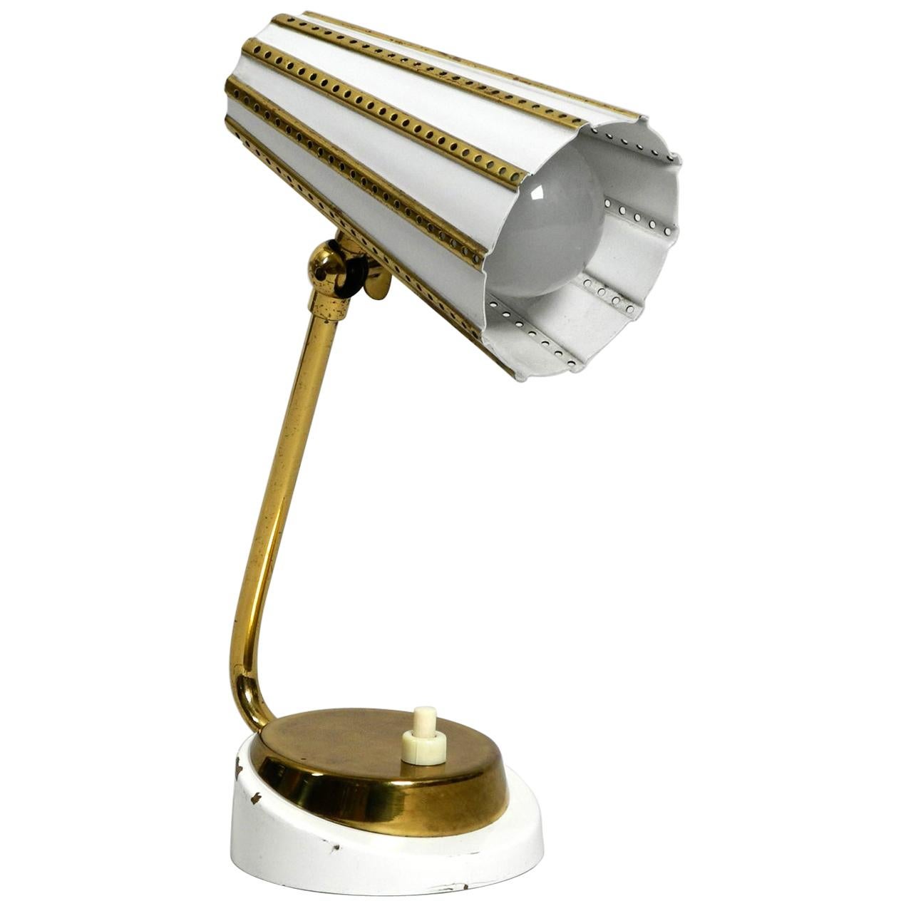 Beautiful Midcentury Brass Table Bedside Lamp with Perforated Metal Shade