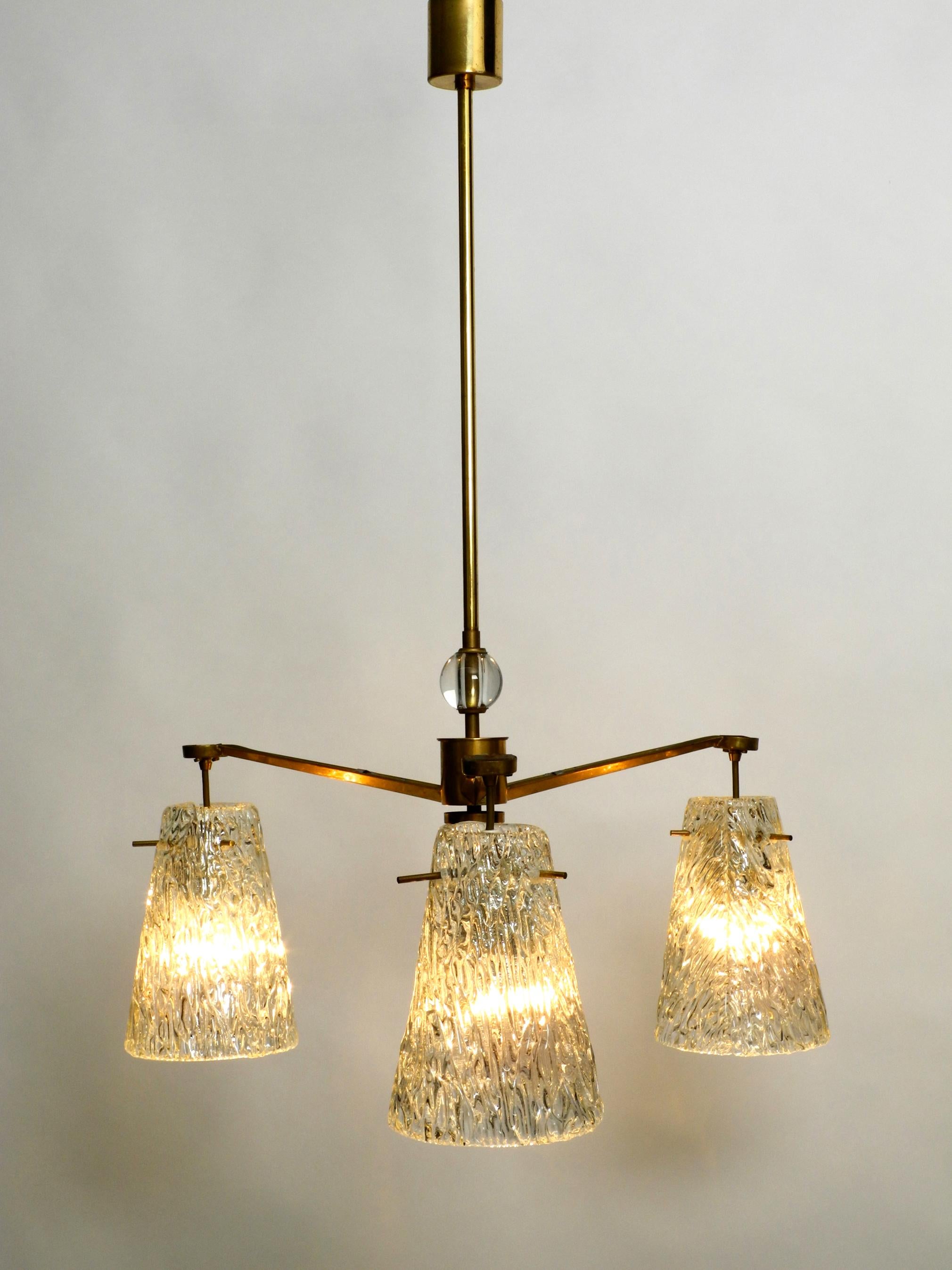 Mid-Century Modern Beautiful Mid Century ceiling lamp with three glass shades by Rupert Nikoll  For Sale