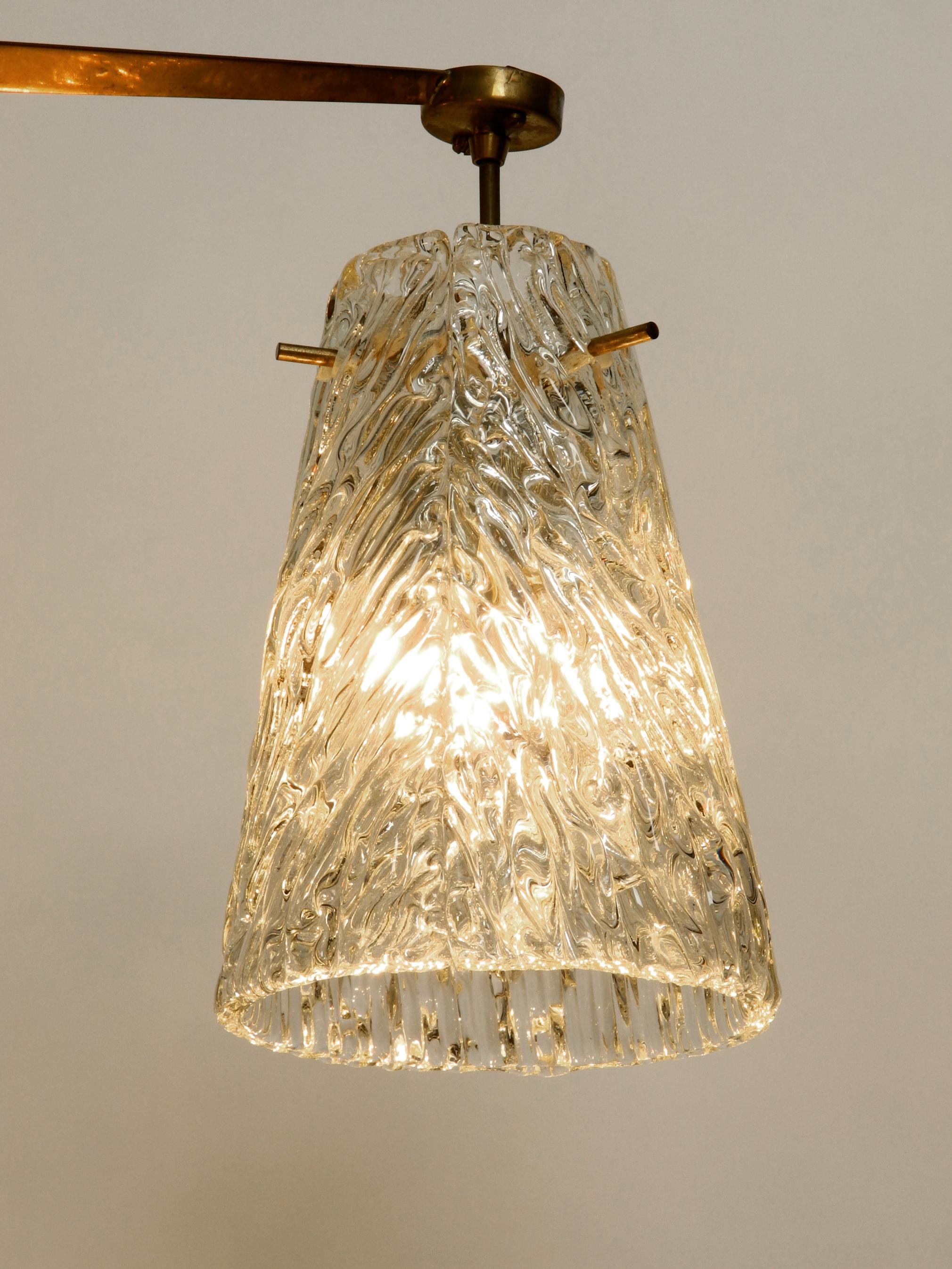 Mid-20th Century Beautiful Mid Century ceiling lamp with three glass shades by Rupert Nikoll  For Sale