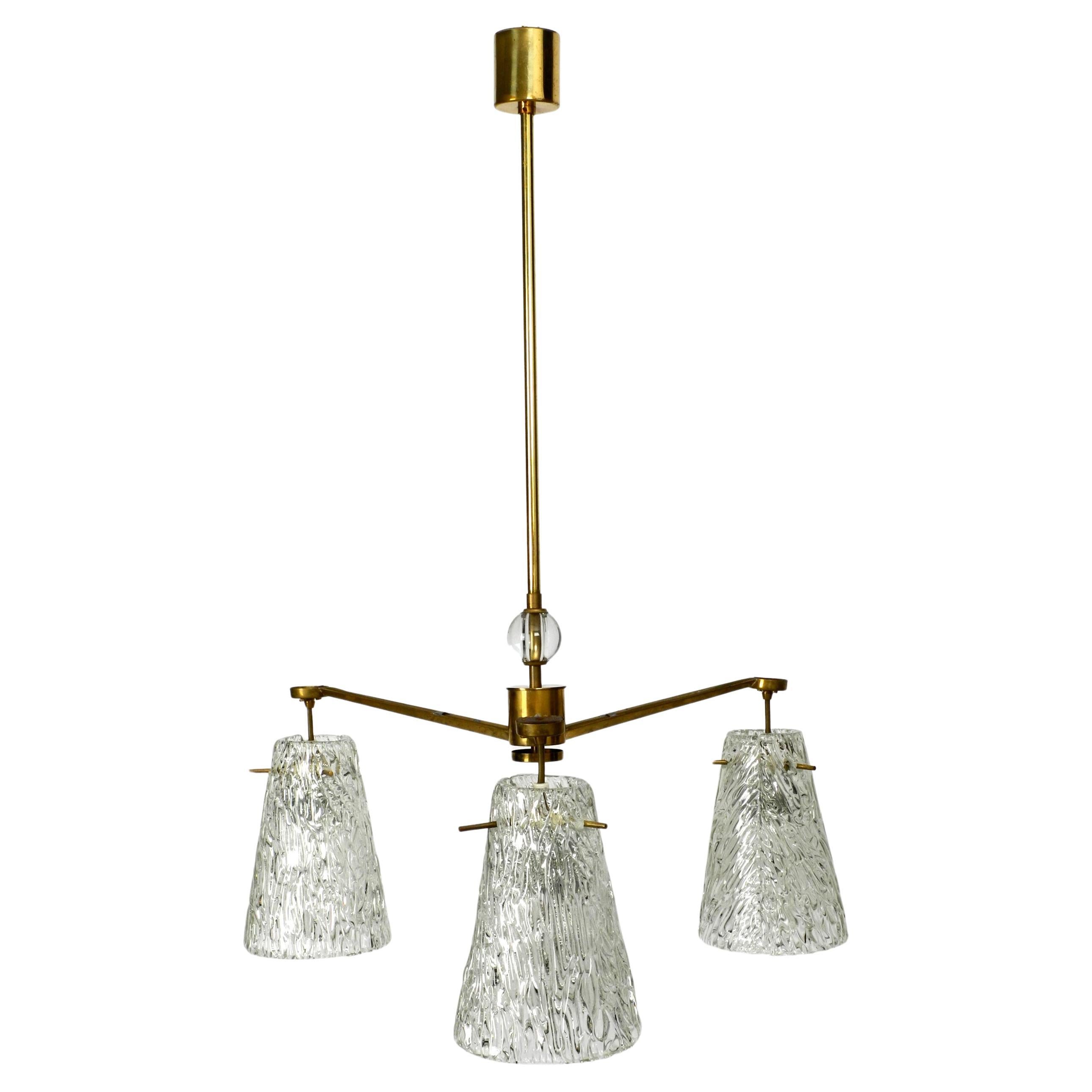 Beautiful Mid Century ceiling lamp with three glass shades by Rupert Nikoll  For Sale