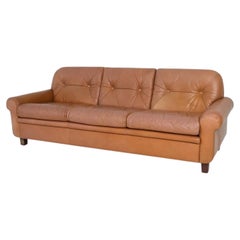 Beautiful Mid century Danish Modern tan Leather 3 Seat Sofa Georg Thams