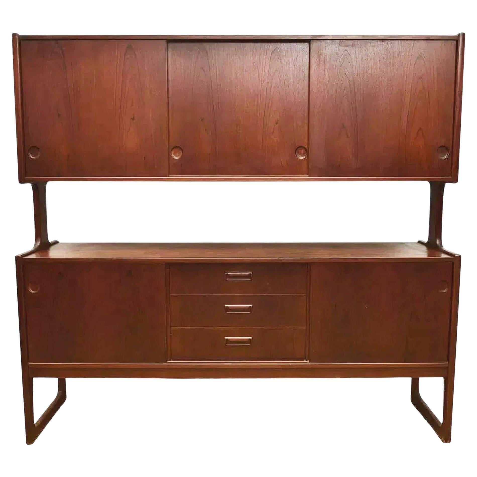 Beautiful Mid Century Danish Modern Teak 2 tier Credenza Sideboard Cabinet