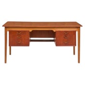 Beautiful Mid century danish modern teak and oak desk with 6 drawers