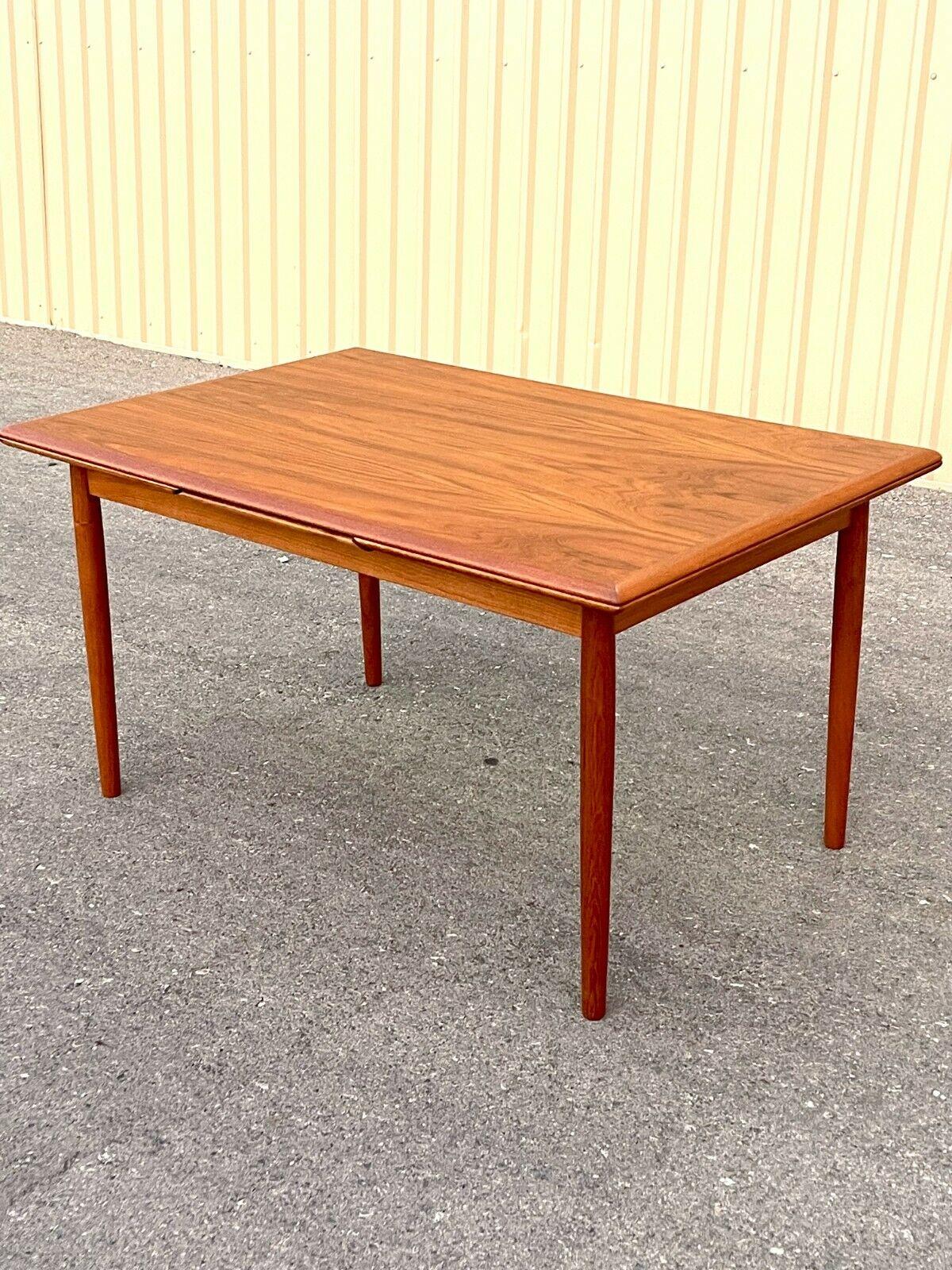 Mid-Century Modern Mid Century Danish Modern Teak Dining Table Extendable Draw Leaf