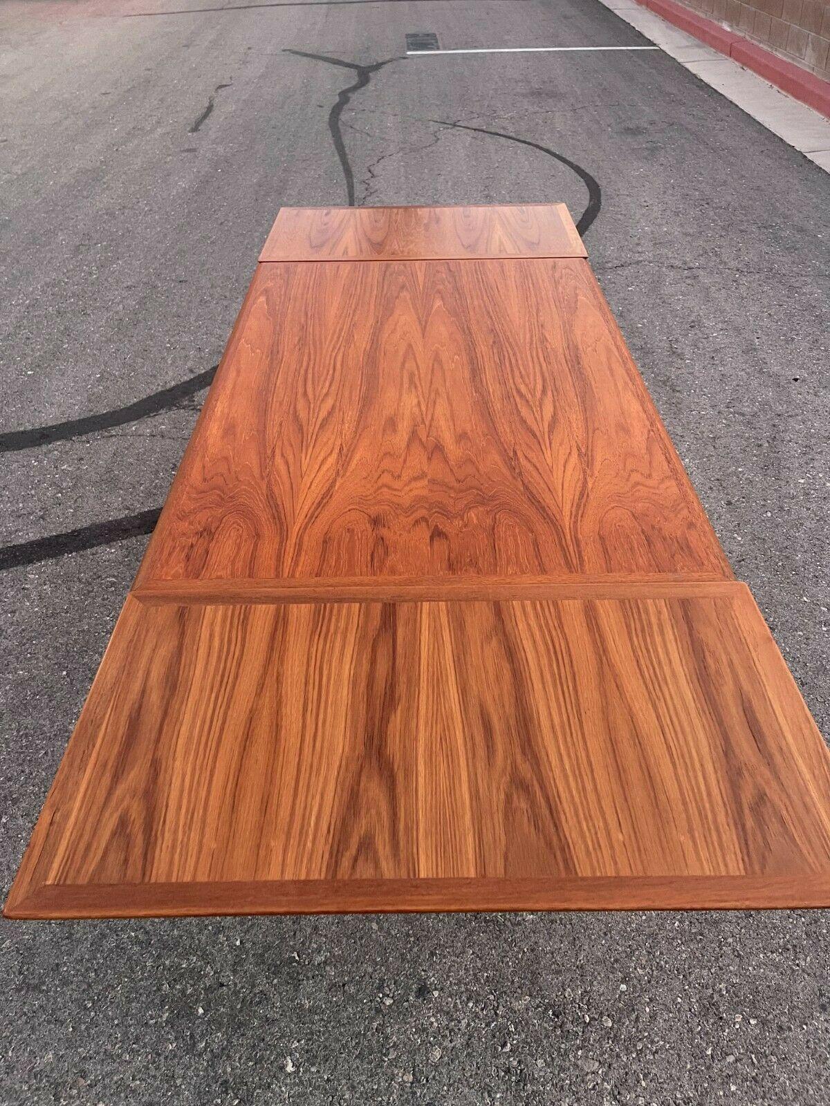 Mid Century Danish Modern Teak Dining Table Extendable Draw Leaf 1