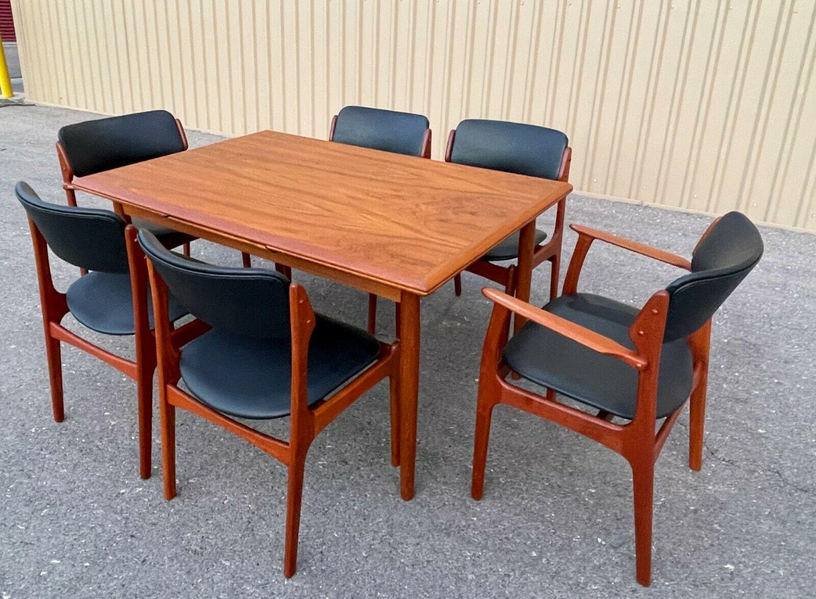Mid Century Danish Modern Teak Dining Table Extendable Draw Leaf 2
