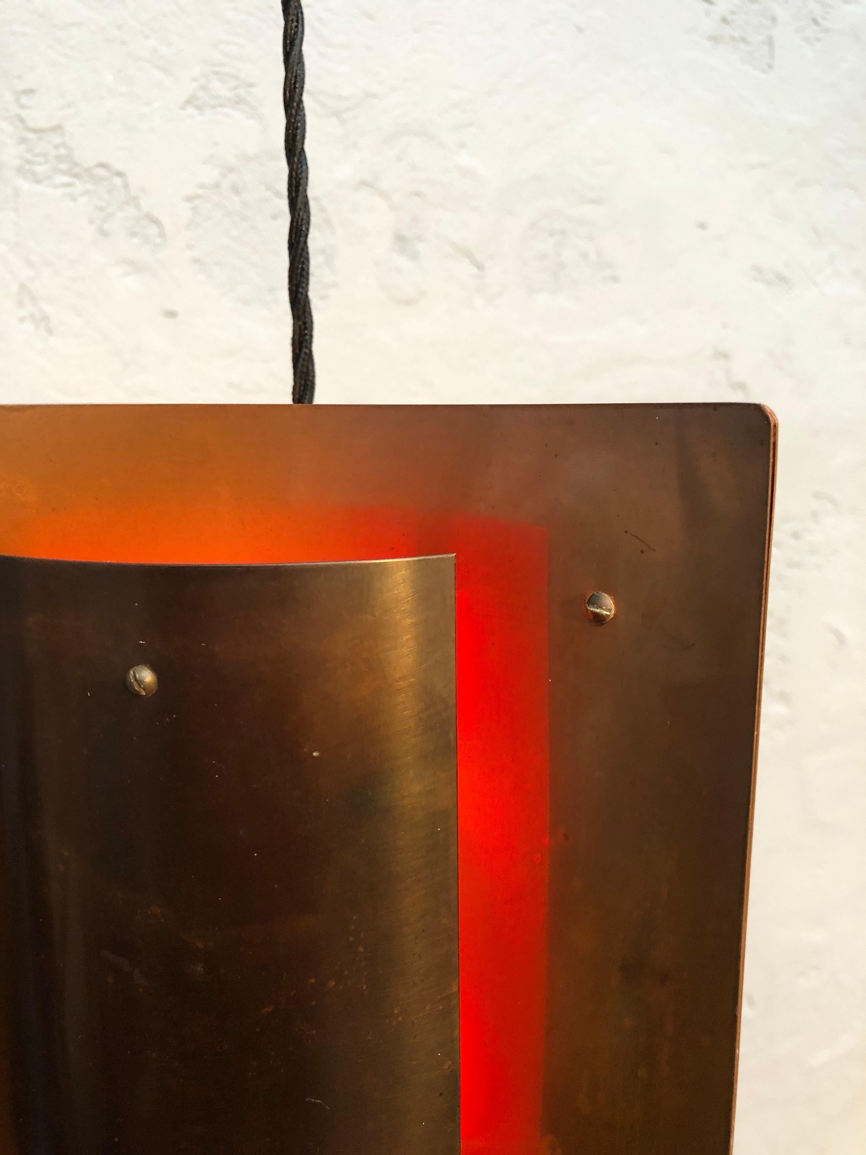 Beautiful Midcentury Danish Pendent Lamp in Copper For Sale 3