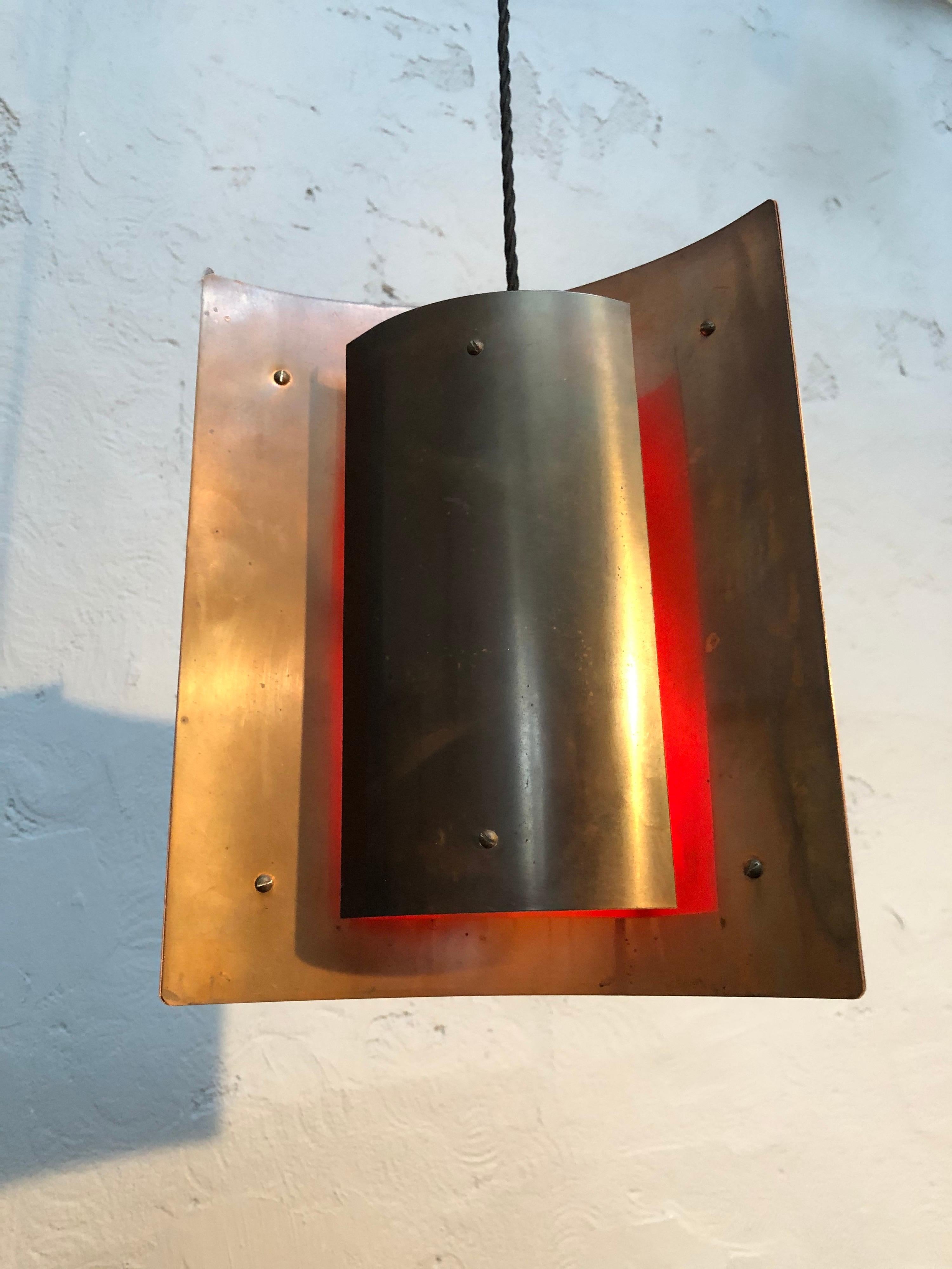Beautiful Midcentury Danish Pendent Lamp in Copper For Sale 5