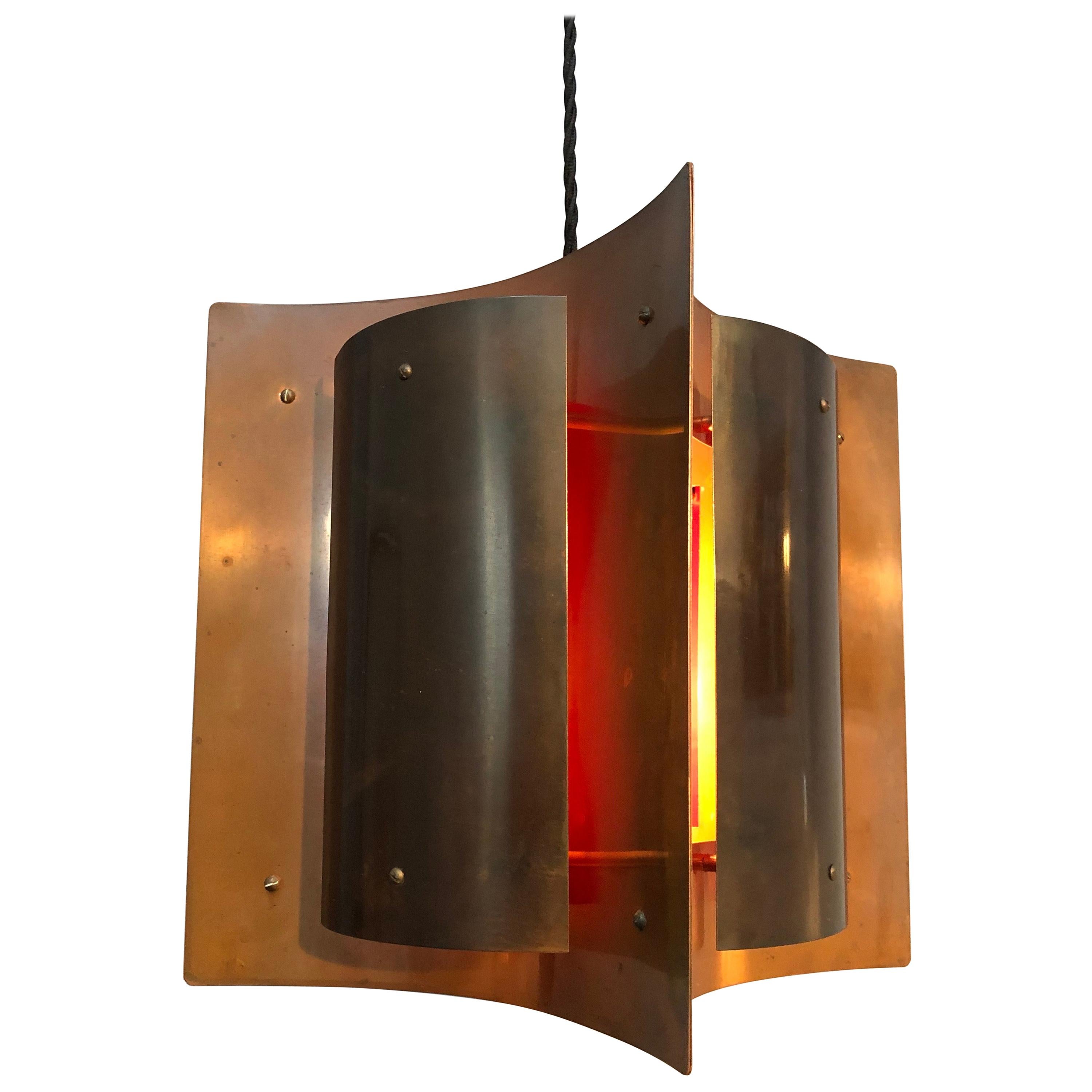 Beautiful Midcentury Danish Pendent Lamp in Copper For Sale