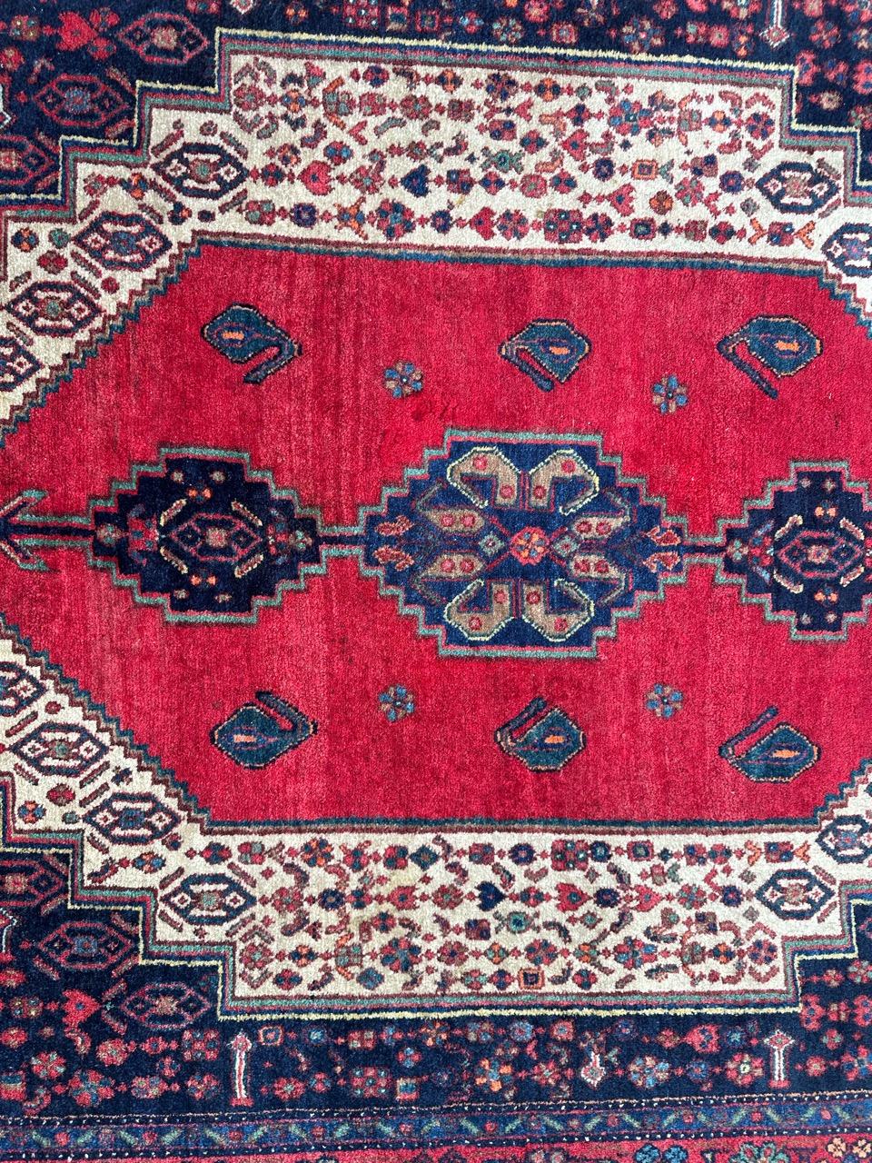 Hand-Knotted Beautiful mid century Fine Bijar Rug For Sale