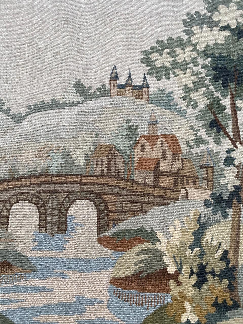 20th Century Bobyrug’s Beautiful Mid Century French Aubusson Tapestry For Sale