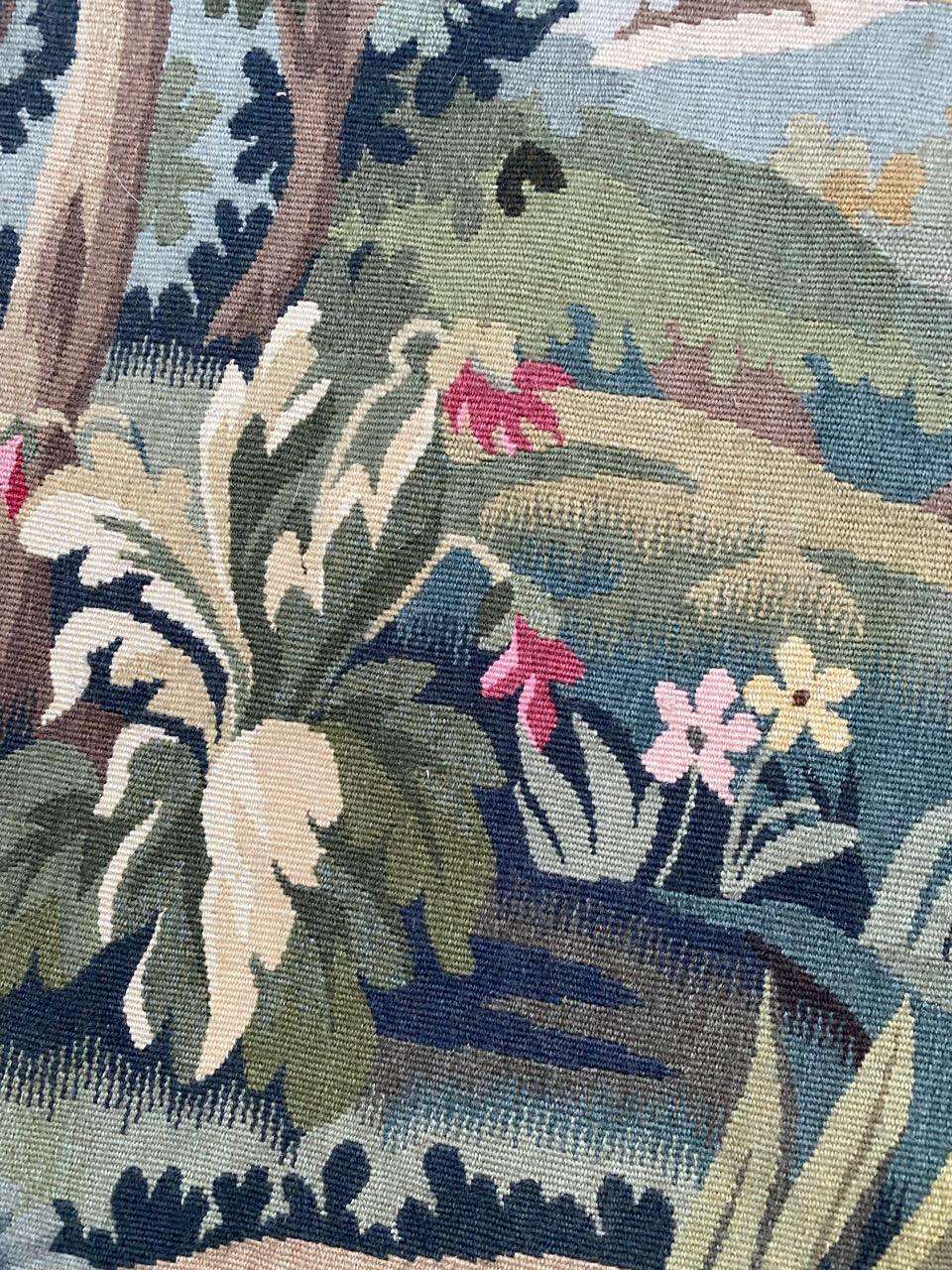Wool Bobyrug’s Beautiful Mid Century French Aubusson Tapestry For Sale