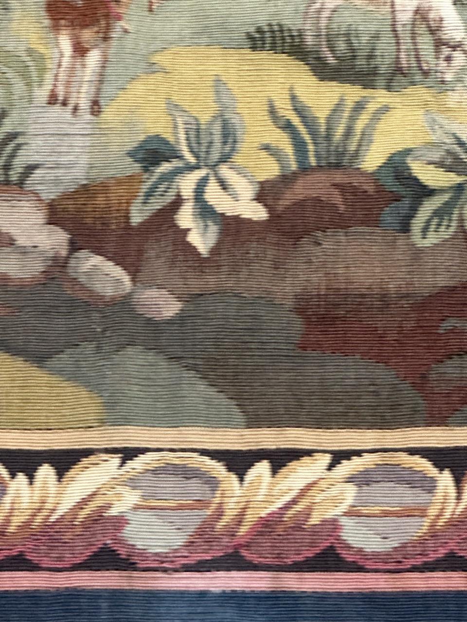 Beautiful mid century french handwoven Aubusson tapestry « The village » en venta 8