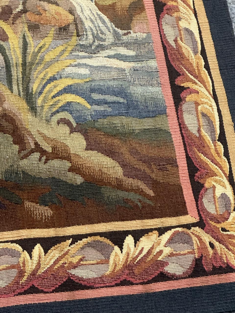 Beautiful mid century french handwoven Aubusson tapestry « The village » en venta 12