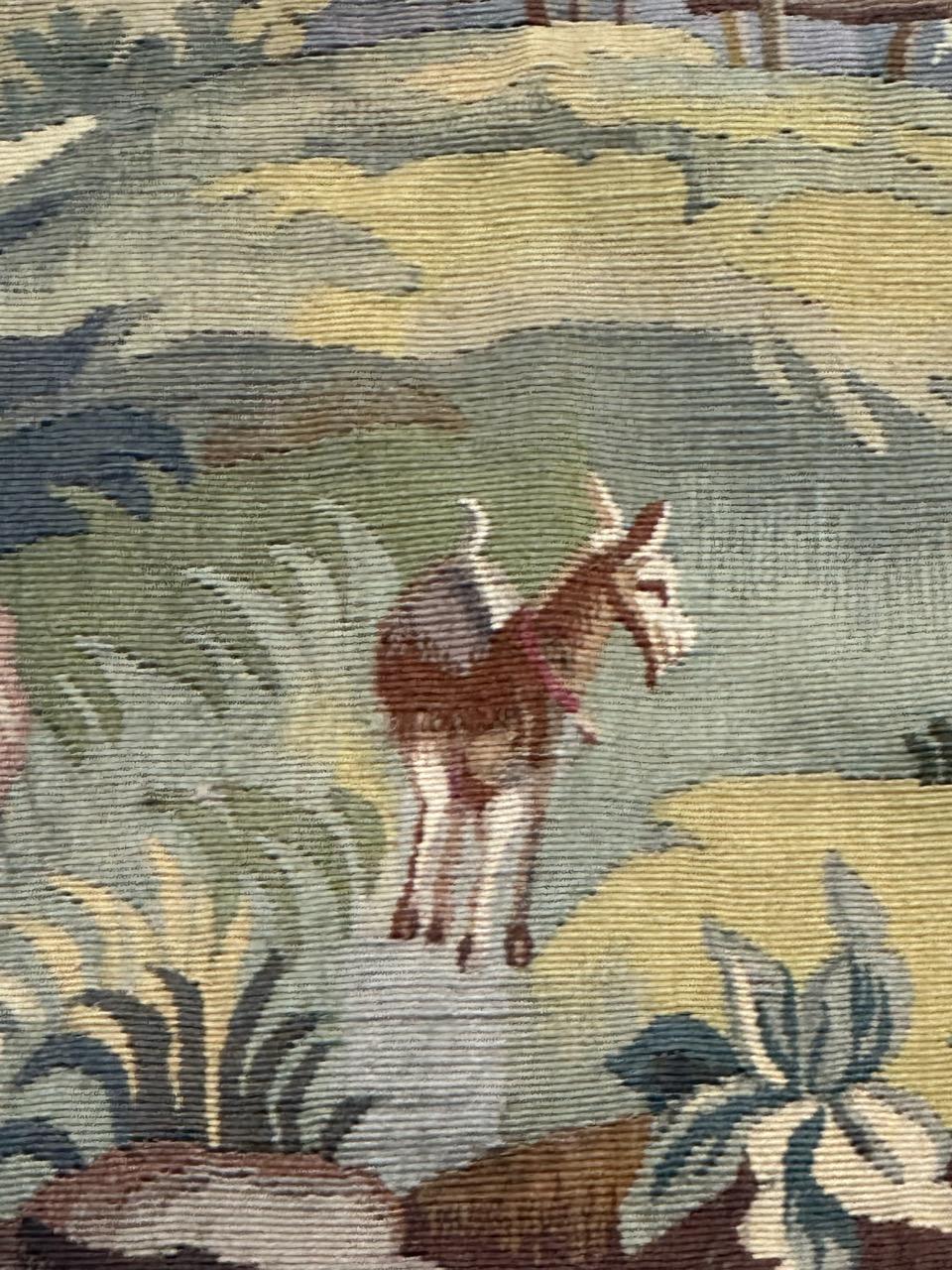 Beautiful mid century french handwoven Aubusson tapestry « The village » en venta 2