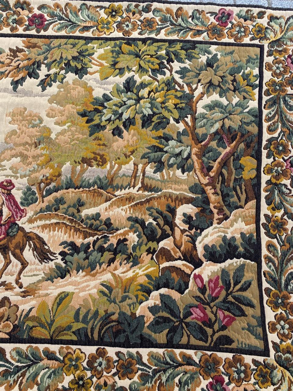 Bobyrug's Beautiful Mid Century French Jaquar Tapestry (Aubusson) im Angebot