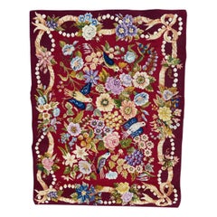 Retro Beautiful Mid Century French Needlepoint Tapestry 