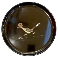 Beautiful Mid Century  Inlaid "Roadrunner" Tray by Couroc California