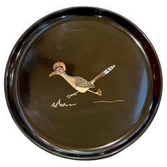 Beautiful Mid Century  Inlaid "Roadrunner" Tray by Couroc California