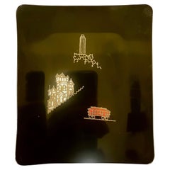 Beautiful Mid-Century Inlaid san Francisco History Tray by Couroc California