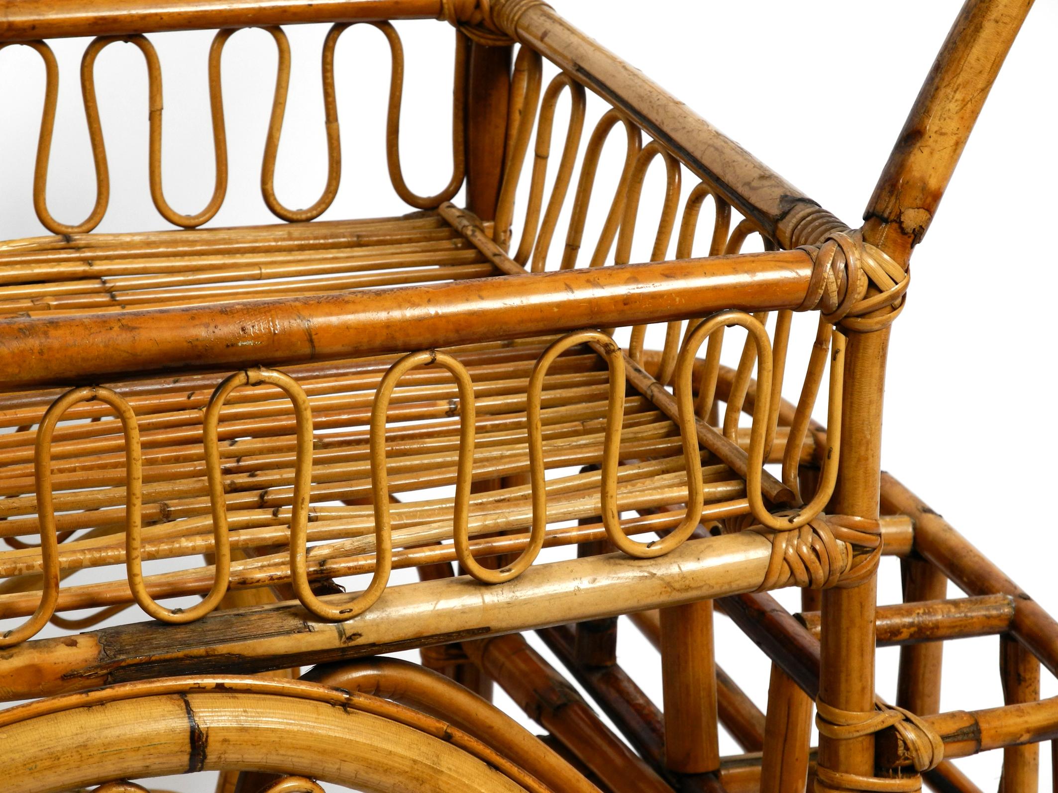 Beautiful Mid Century Italian Bar Cart, Serving Trolley Made Entirely of Bamboo 7