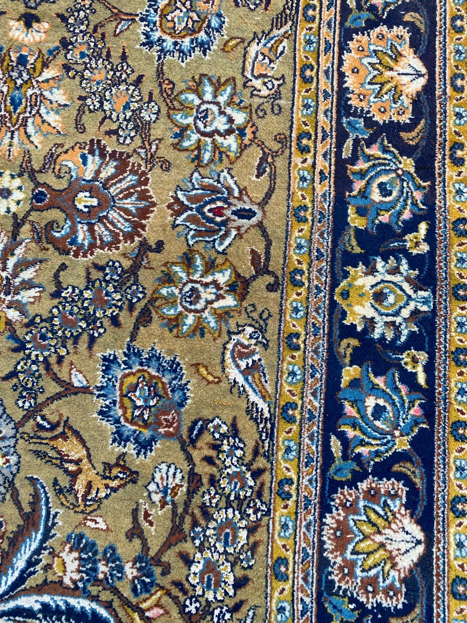 Wool Bobyrug’s Beautiful Mid Century Kashan Rug For Sale