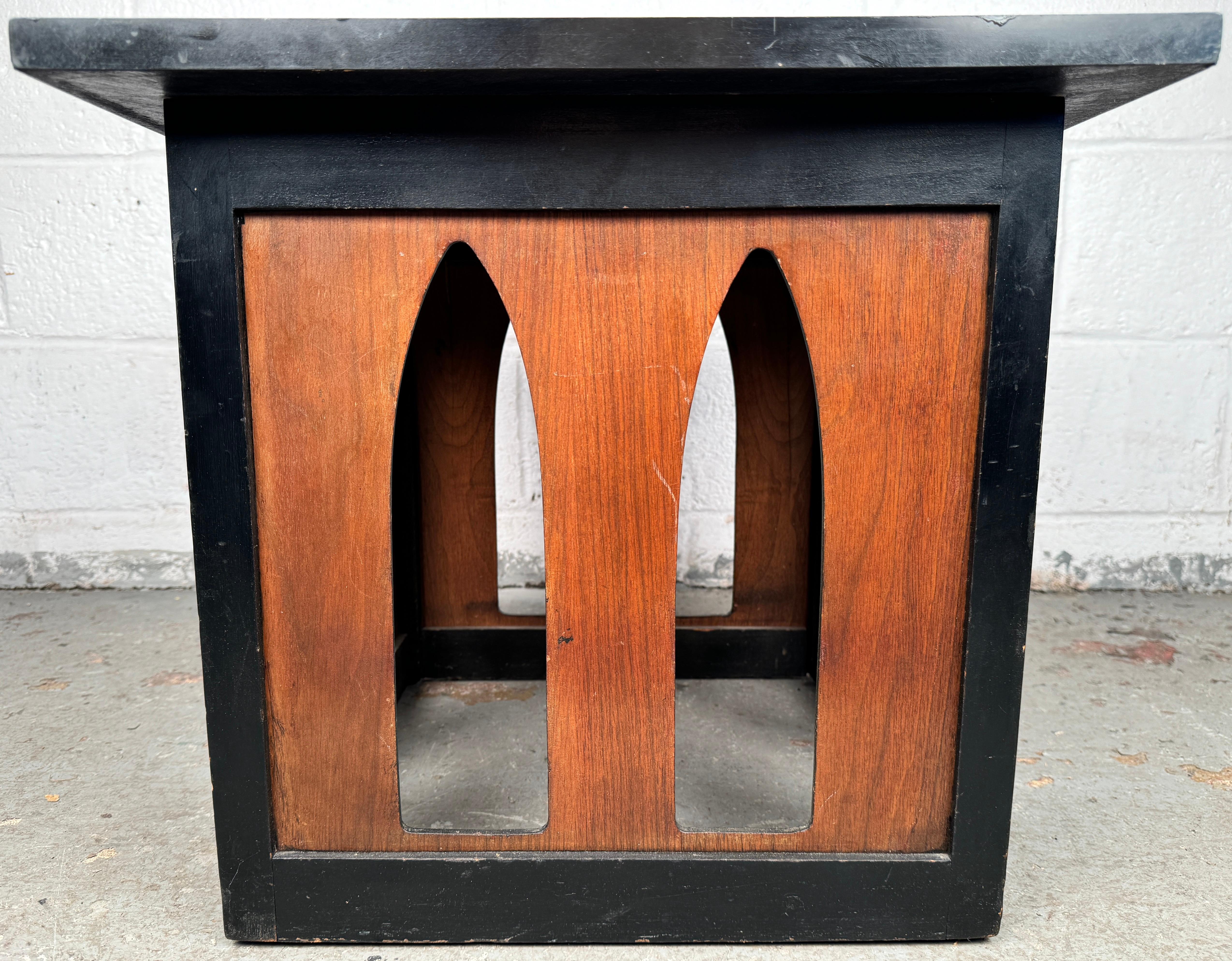 Add a touch of vintage sophistication to your space with this mid-century side table, a beautifully crafted piece that reflects the iconic design principles of the 1950s and 60s. With its clean lines, tapered legs, and minimalist profile, this table