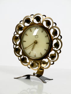 Beautiful Mid-Century Modern Brass Table Clock Battery Operated