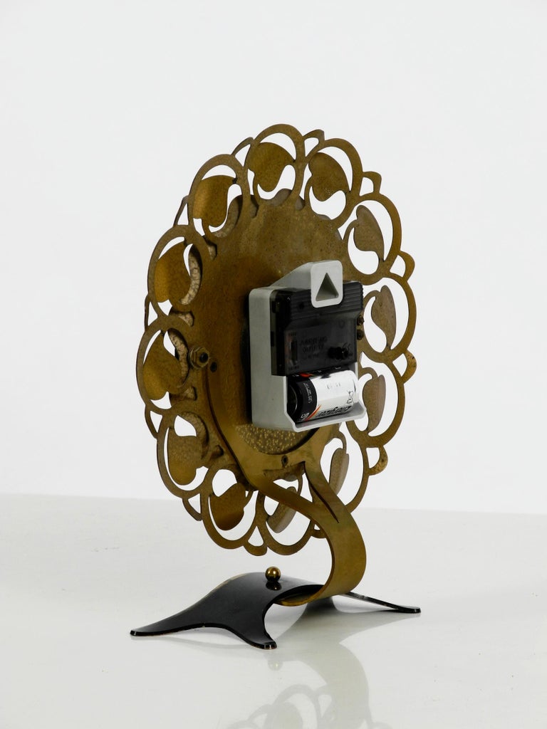 Beautiful Mid-Century Modern Brass Table Clock Battery ...