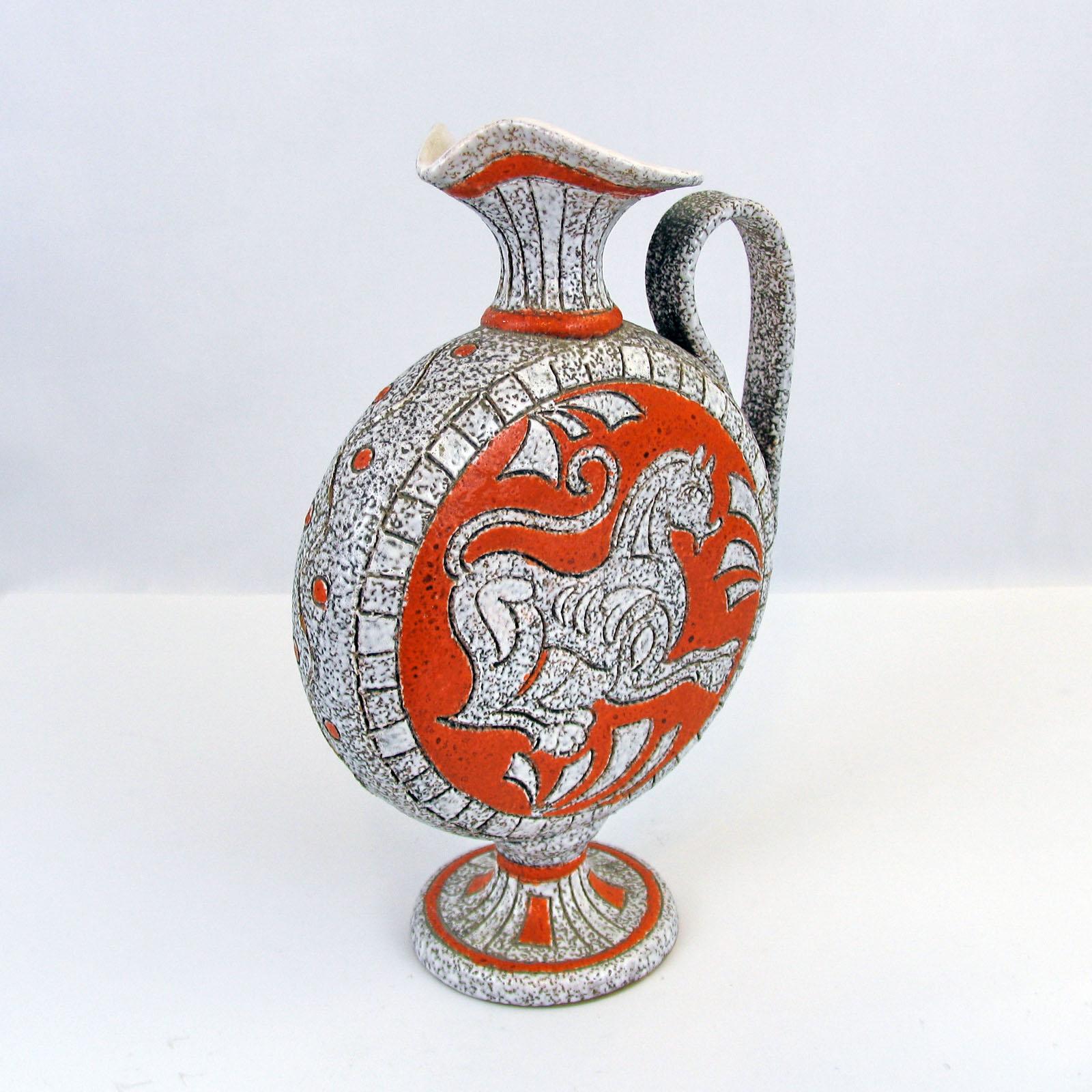 Italian Beautiful Mid-Century Modern Ceramic Pitcher For Sale