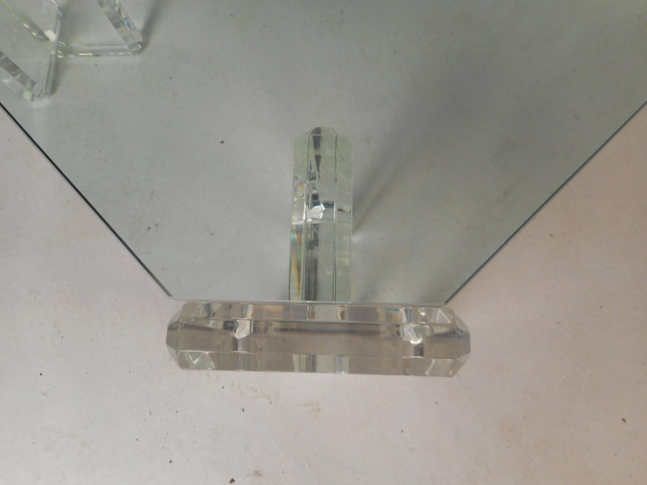 Magnifique table basse en verre et lucite mi-siècle moderne 2